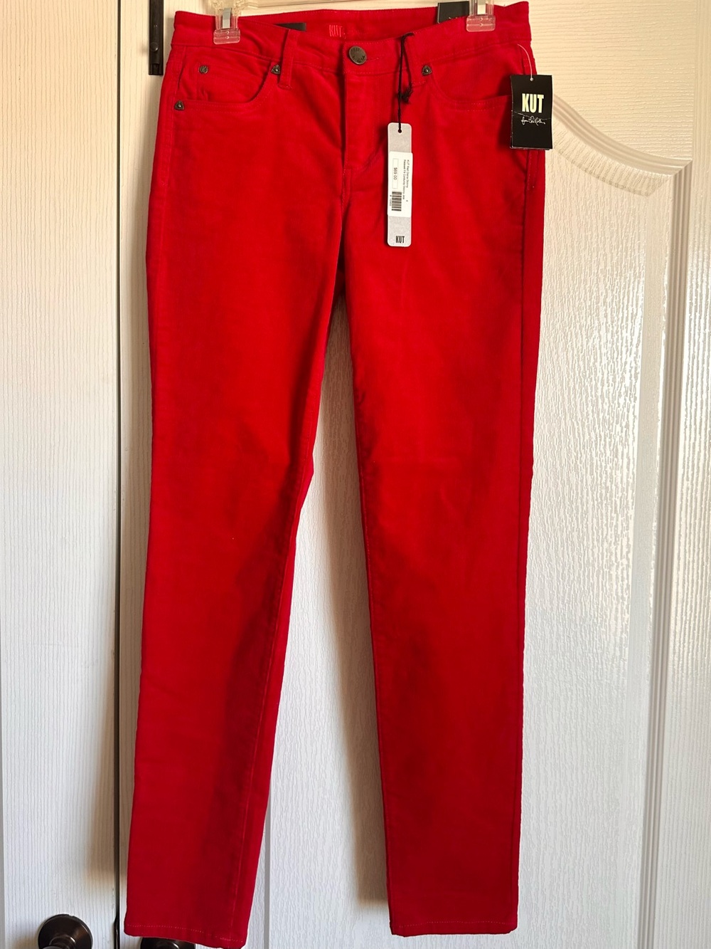 Kut From The Kloth Diana Skinny Red Corduroy Jeans 4 NWT Pants